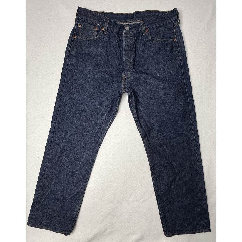 Levis 501 Jeans Mens 38x30 Dark Wash Straight Leg Button Fly Denim Workwear